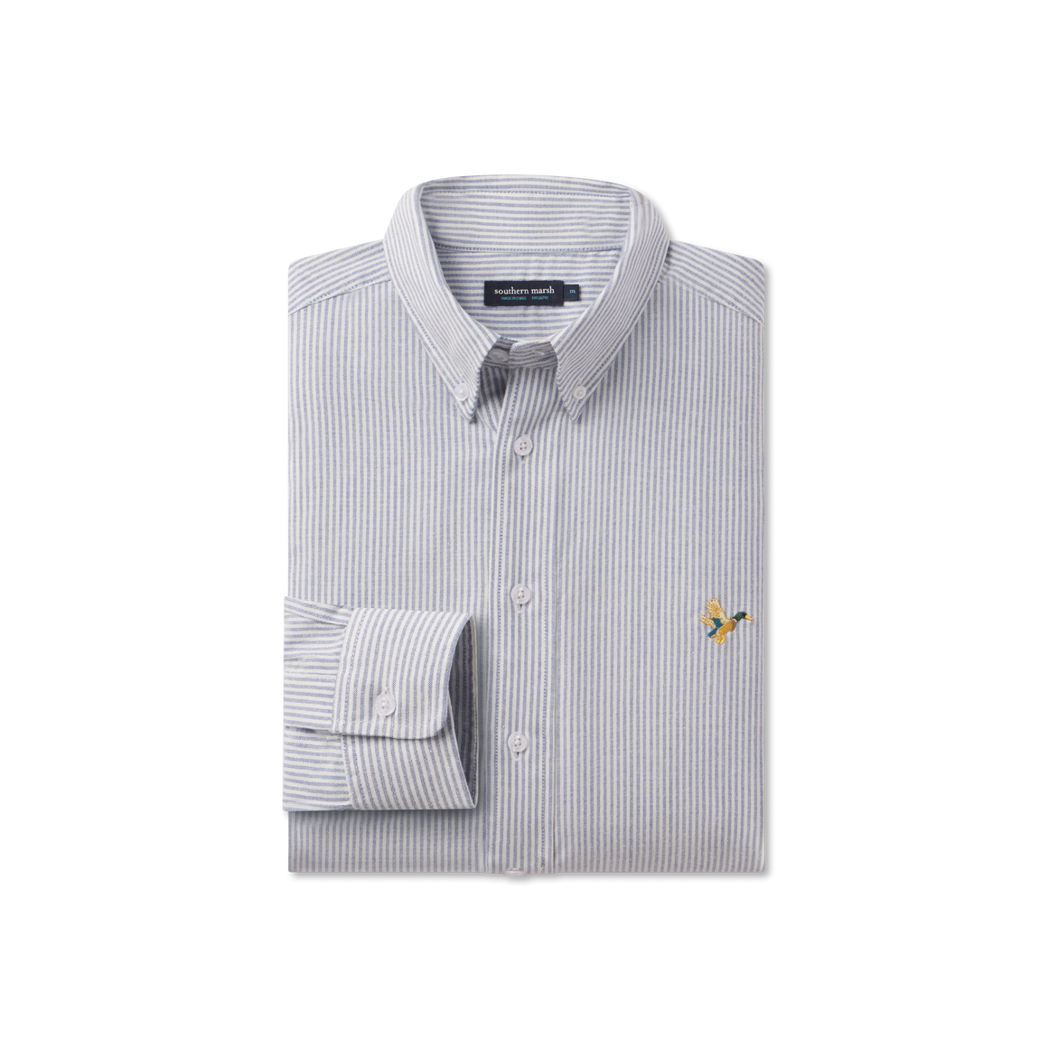 White & Blue Oxford Stripe