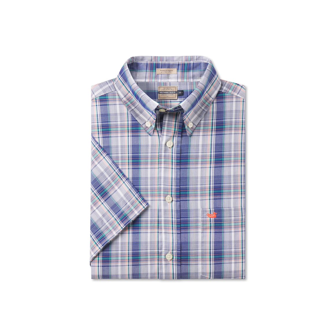 Navy and Orange Plaid