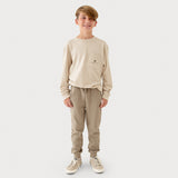 Burnt Taupe Waffle Knit | On Model Front