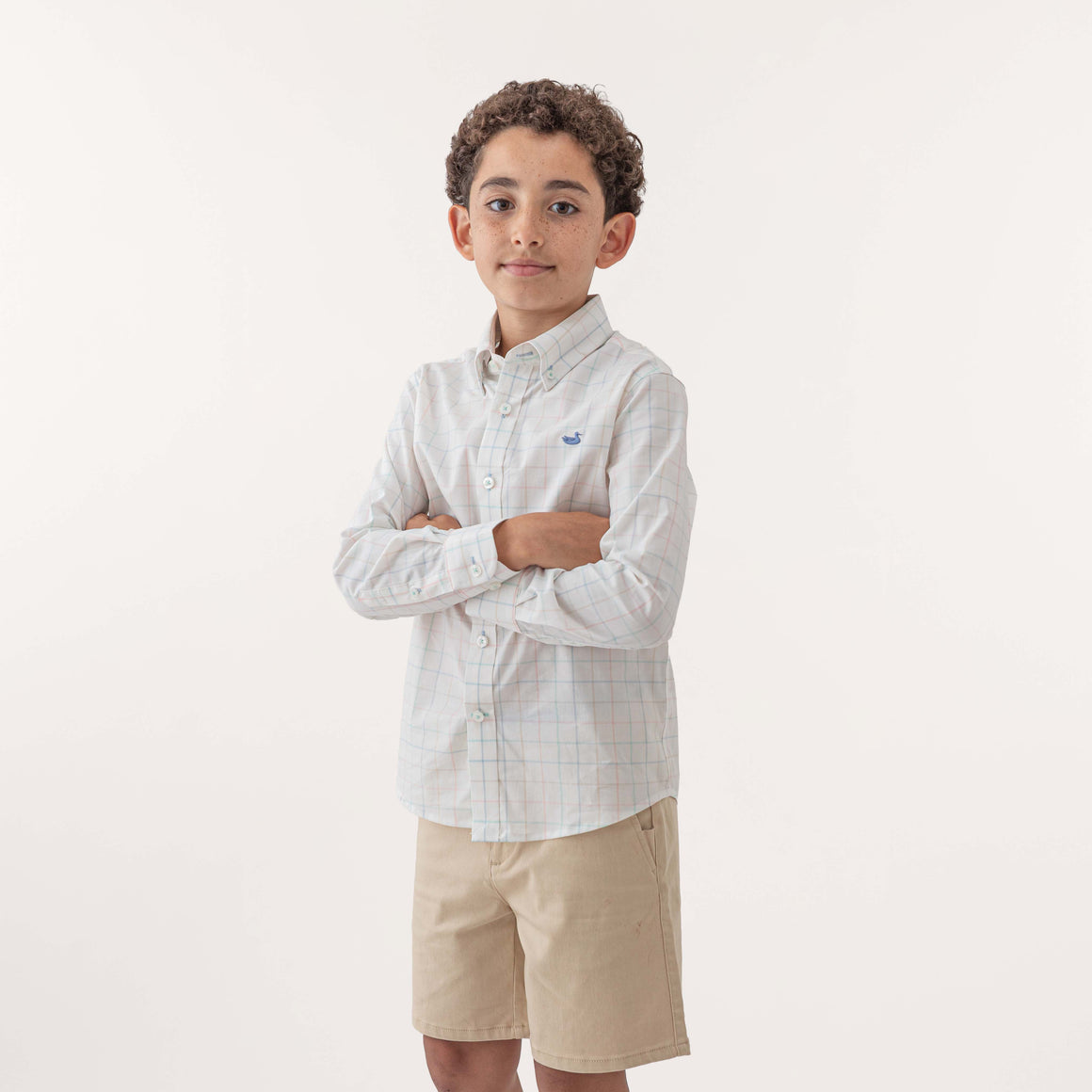 Light Blue & Mint Windowpane | On Model Front 