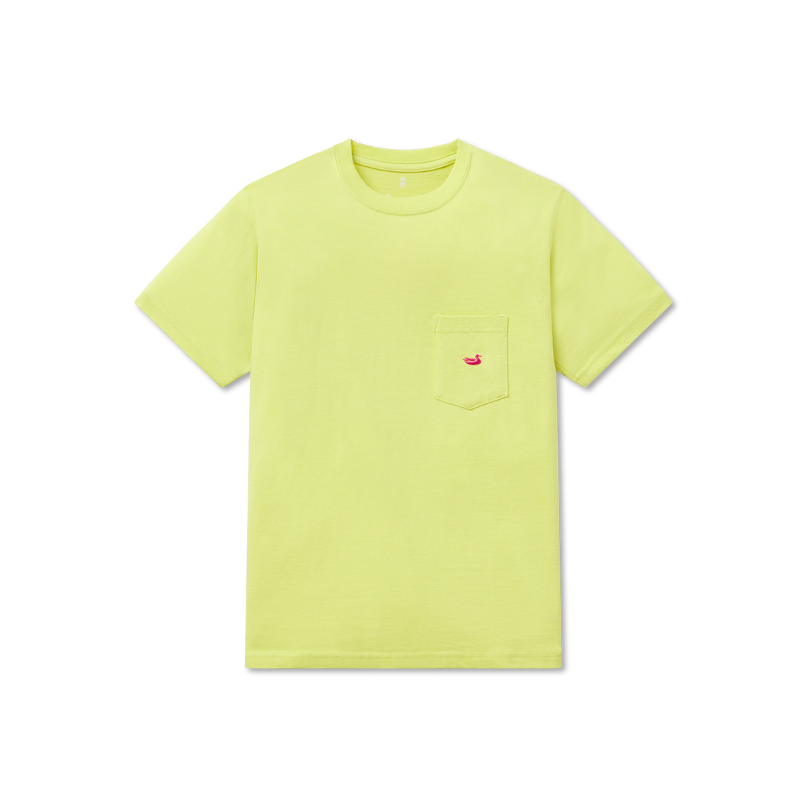 Electric Lime with Pink Duck | Youth Embroidered Tee