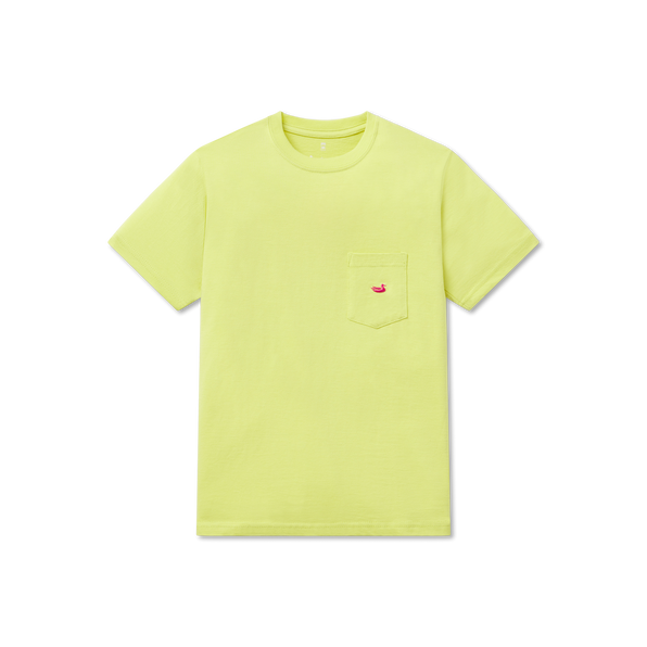 Electric Lime with Pink Duck | Youth Embroidered Tee