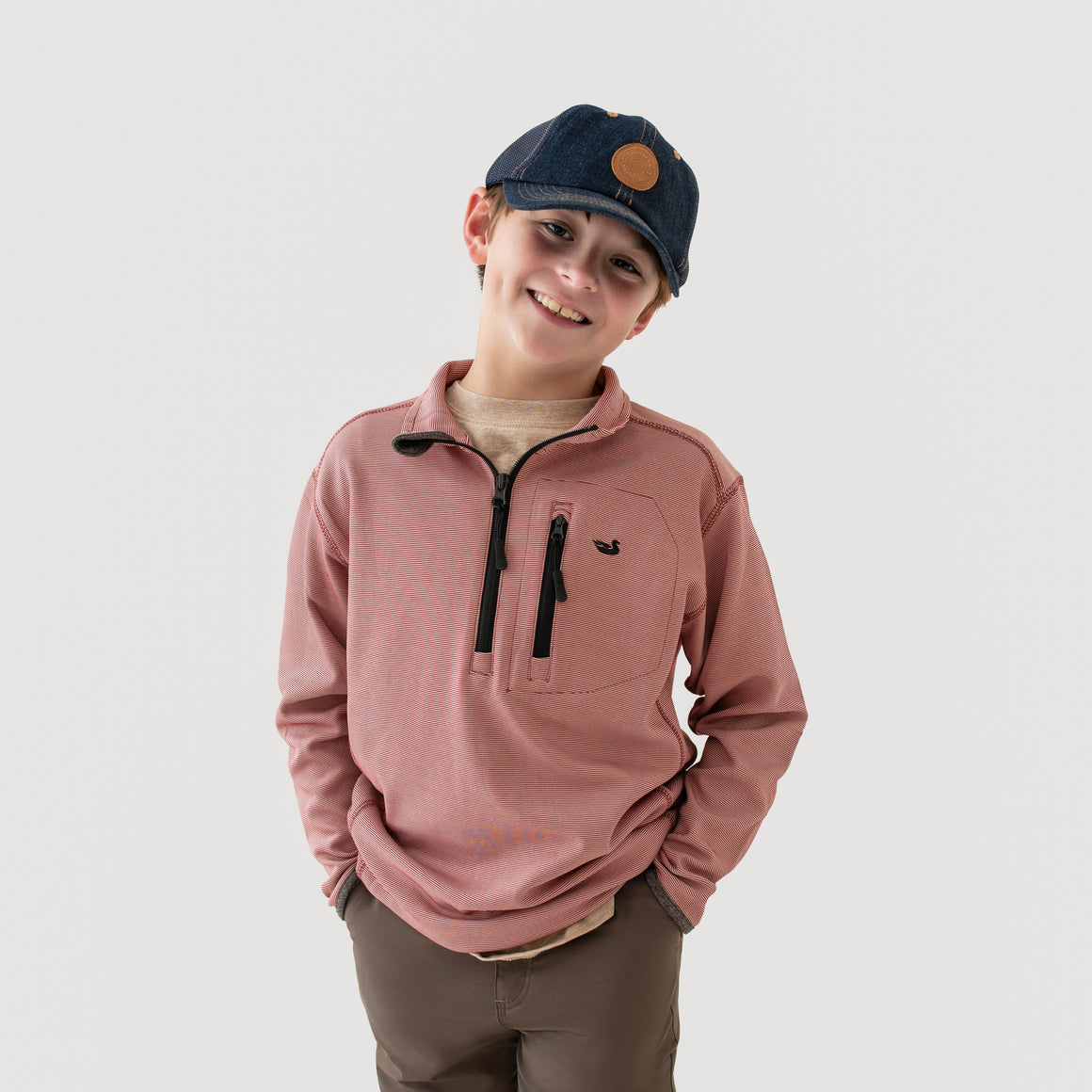 Crimson With Black Duck | ON MODEL | FRONT