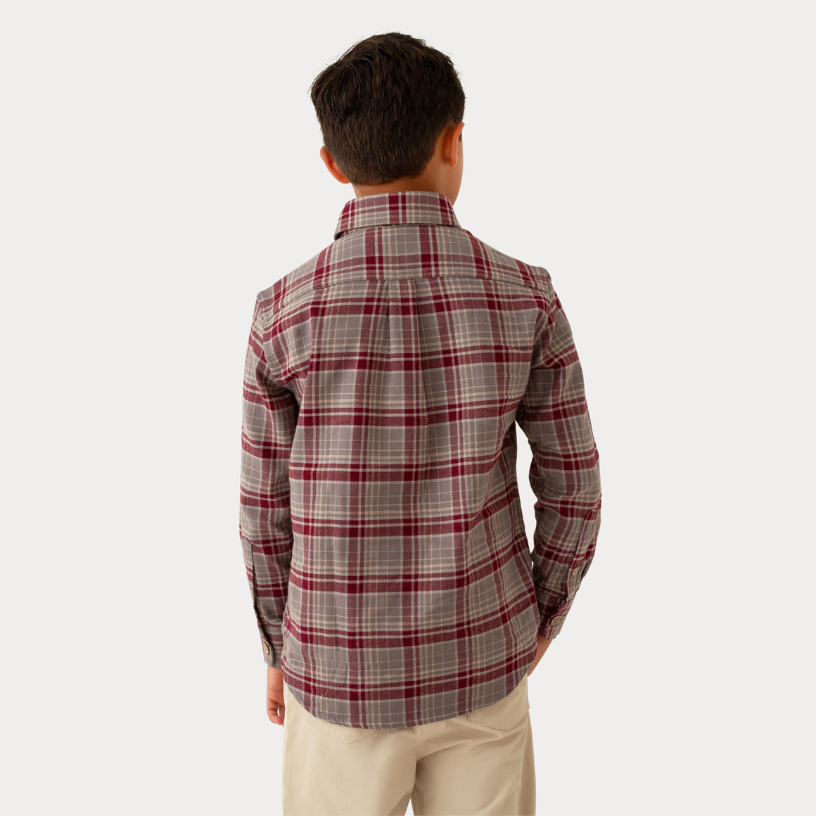 Maroon & Dark Gray Flannel | On Model Back