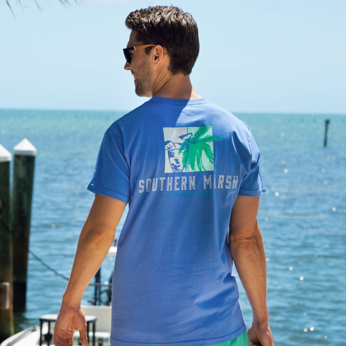 Oxford Blue | Branding Collection Tee | Beach Drinks | LS