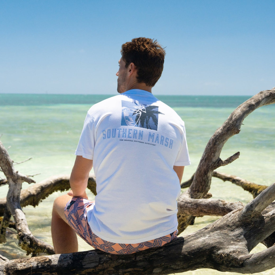 White | Branding Collection Tee | Beach Drinks | LS