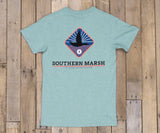 Washed Moss Blue Heather | Branding Collection Tee | Flying Duck | Short Sleeve T-Shirt | Back | Southern Duck Shirt
