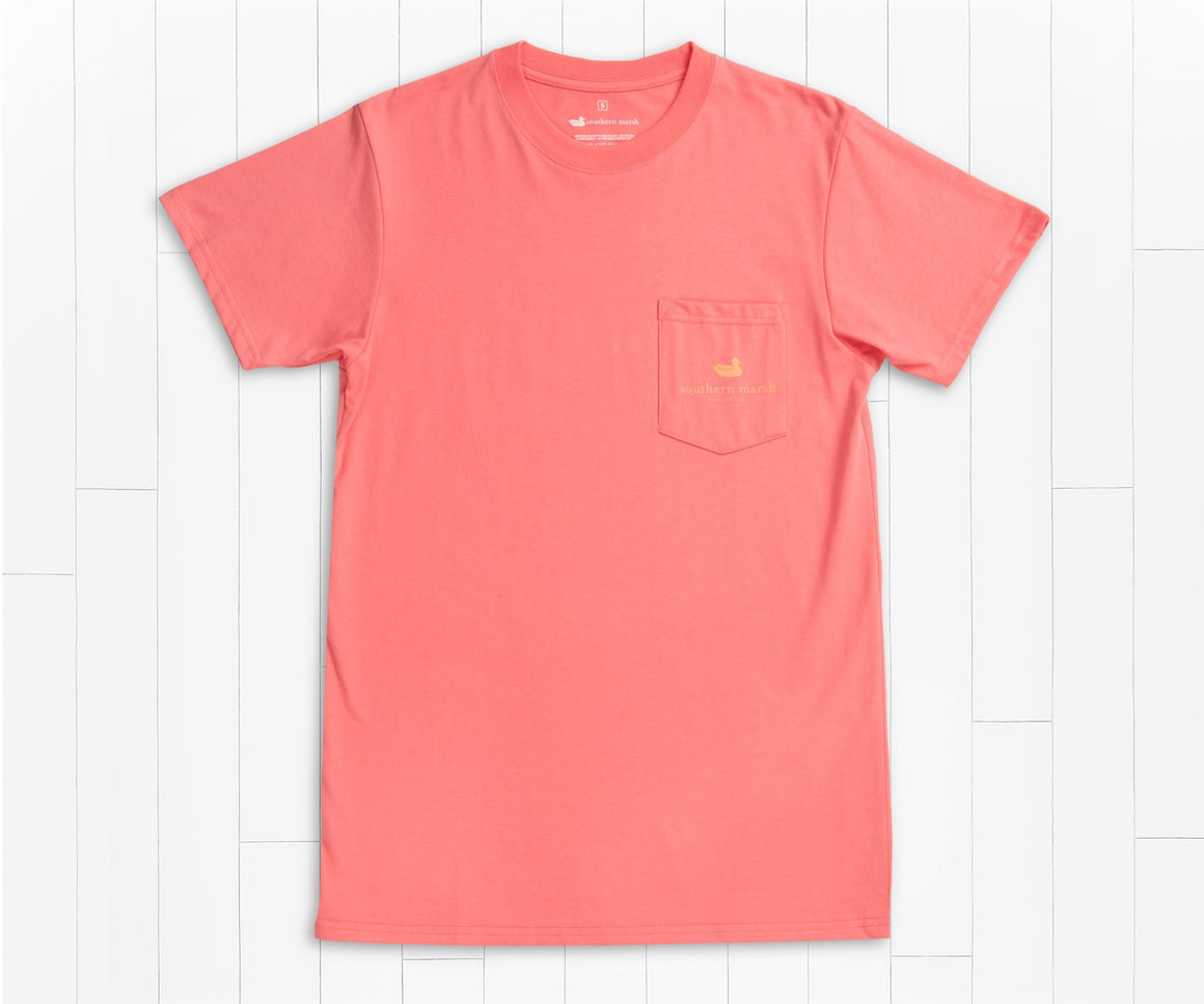 Coral | Branding Collection Tee | Nautical | Short Sleeve T-Shirt | Southern Marsh | Southern Preppy Pocket Tee