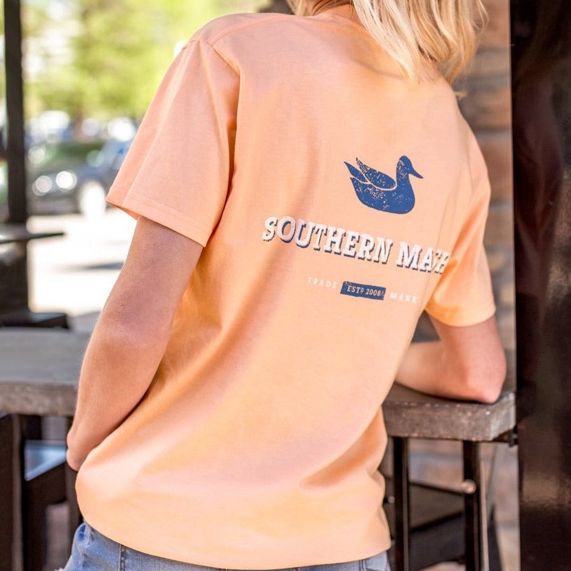Peach | Southern Marsh Trademark Duck Tee | Short Sleeve T-Shirt | Back
