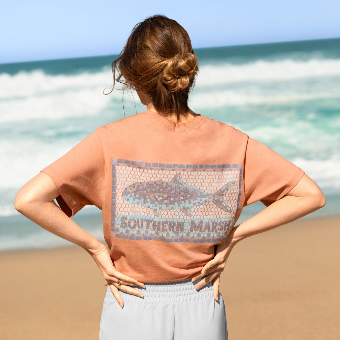 Peach | Tile Fish Tee | LS