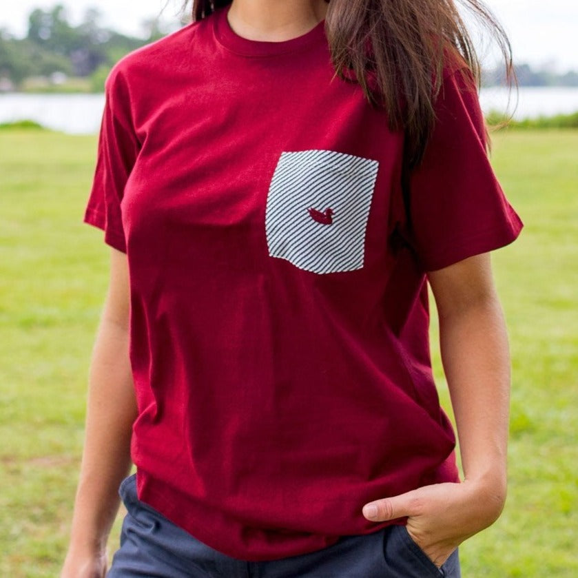 Maroon with Black Seersucker