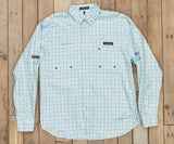 Slate and Teal Cay | Harbor Cay Fishing Shirt | Abaco Grid | Long Sleeve Fishing Shirt | Front
