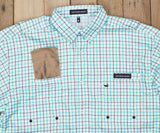 Slate and Teal Cay | Harbor Cay Fishing Shirt | Abaco Grid | Long Sleeve Fishing Shirt | Detail