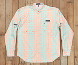 Melon and Teal Cay | Harbor Cay Fishing Shirt | Drake Grid | Long Sleeve Fish Shirt | Front