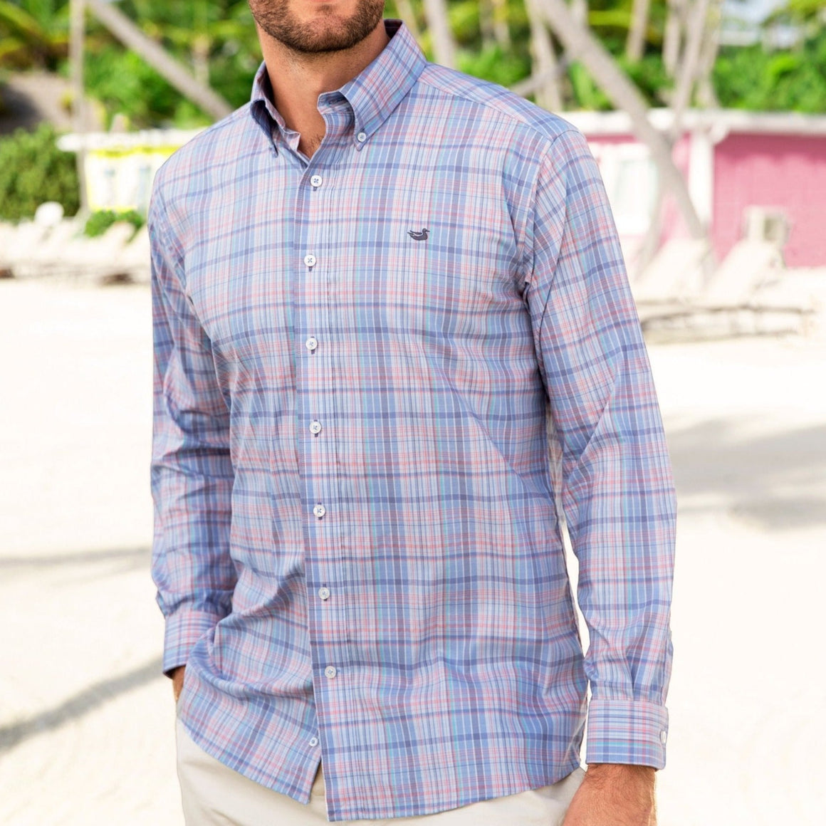 Navy and Light Blue | Hays Performance Check Dress Shirt