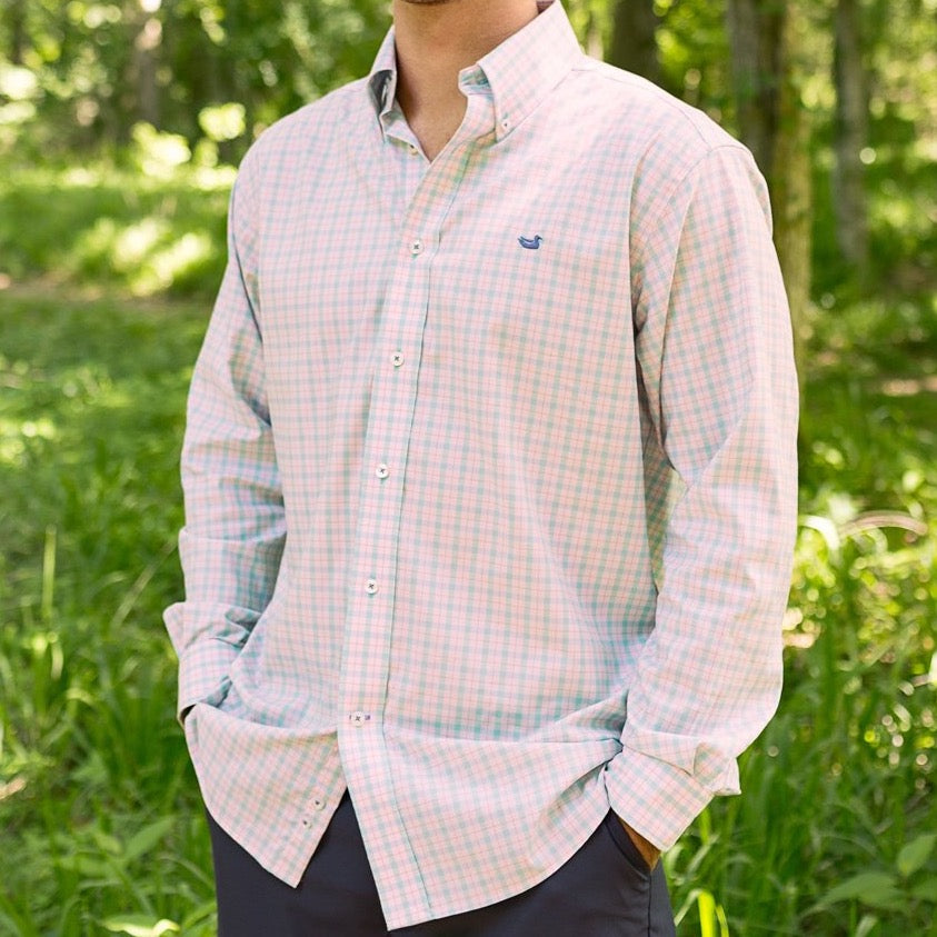 Mint and Pink | Idlewild Performance Gingham Dress Shirt