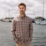 Burnt Taupe and Slate | Townsend Lattice Performance Dress Shirt | Lifestyle