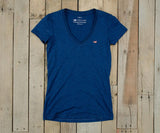 Navy with Melon Duck | Caroline V-Neck Tee | Slub | Womens Fit T-Shirts