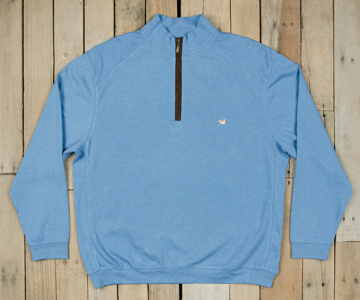 French Blue with Peach Duck | DownpourDRY Cotton 1/4 Zip Pullover