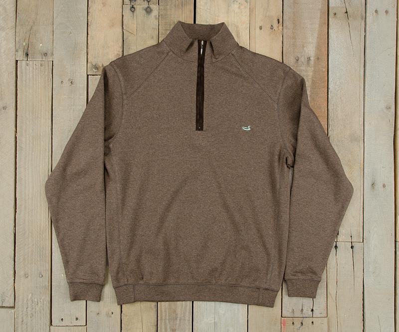 Stone Brown with Emerald Duck | DownpourDRY Cotton 1/4 Zip Pullover