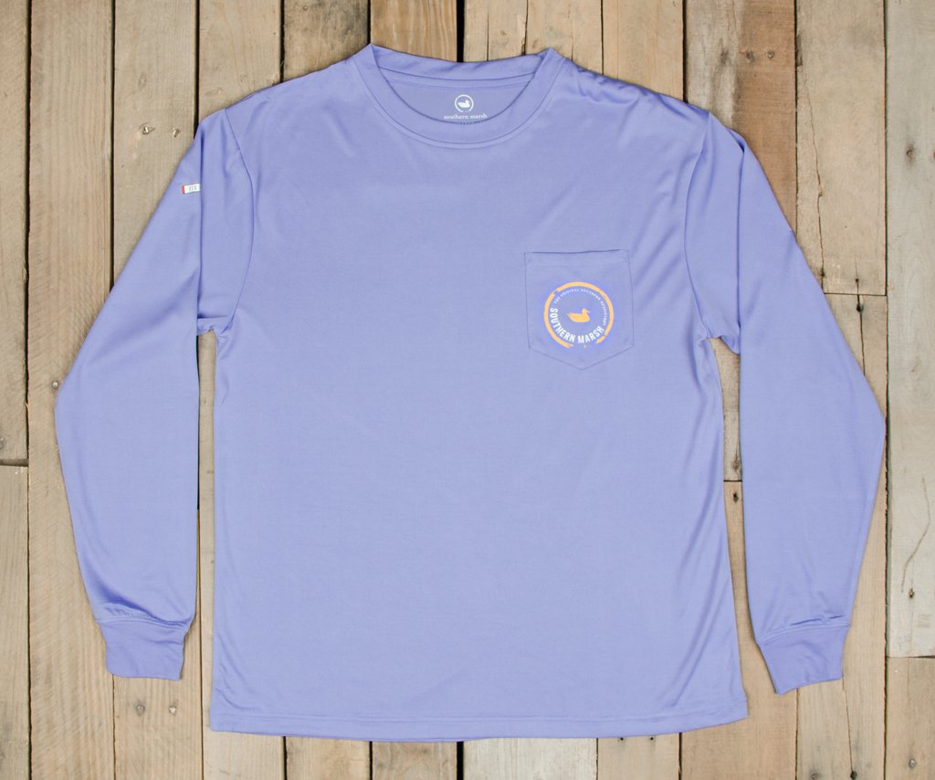 Lilac  with Peach | FieldTec™ Pocket Tee | Long Sleeve | Front