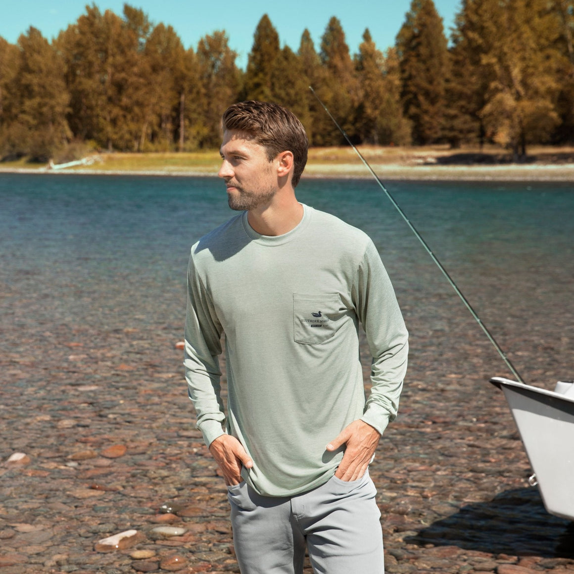 Bay Green | FieldTec™ Heathered Performance Tee | Speckled Sunset | Lifestyle