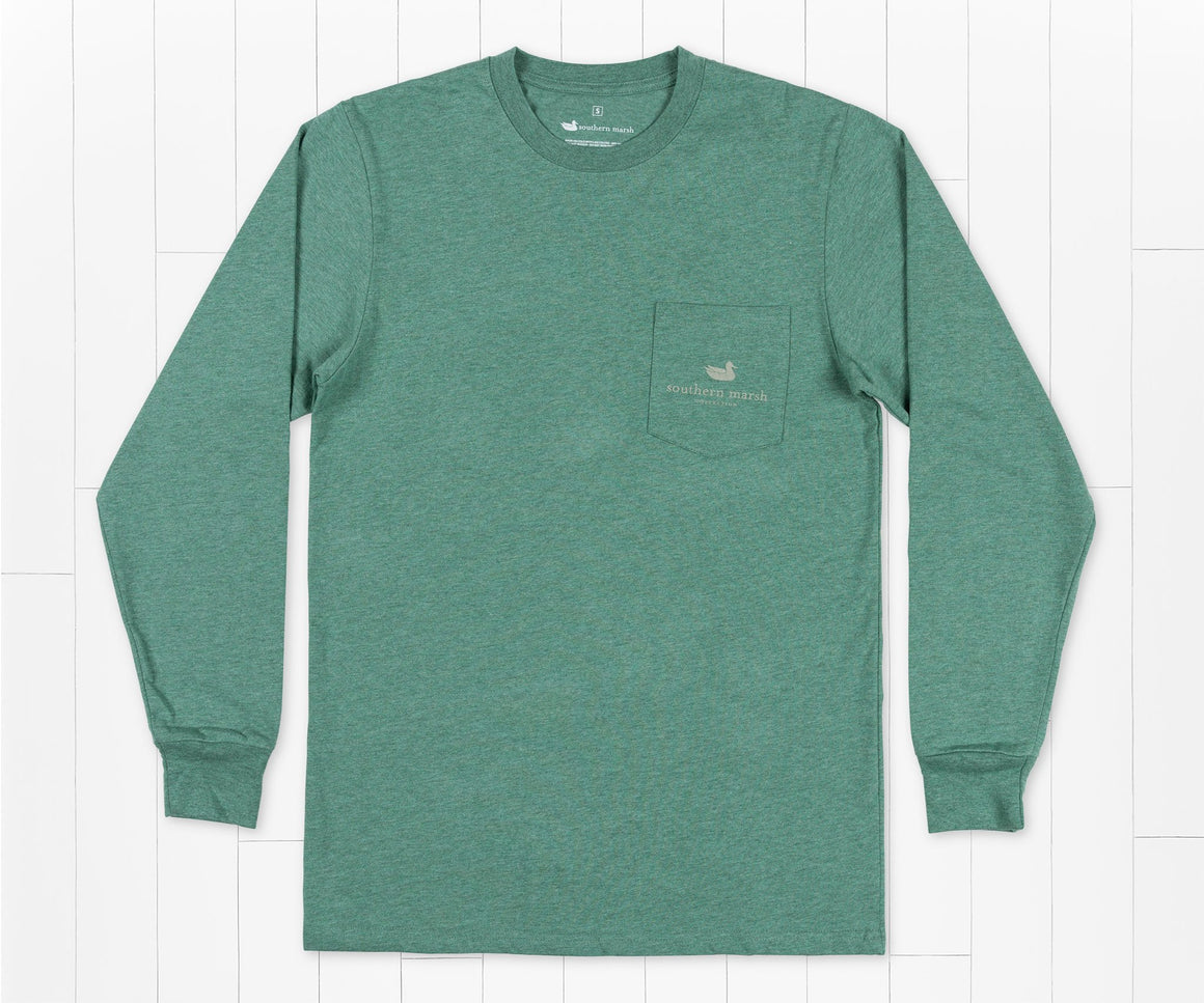 Washed Hunter Green | Conifer Christmas Tee | Long Sleeve | Front