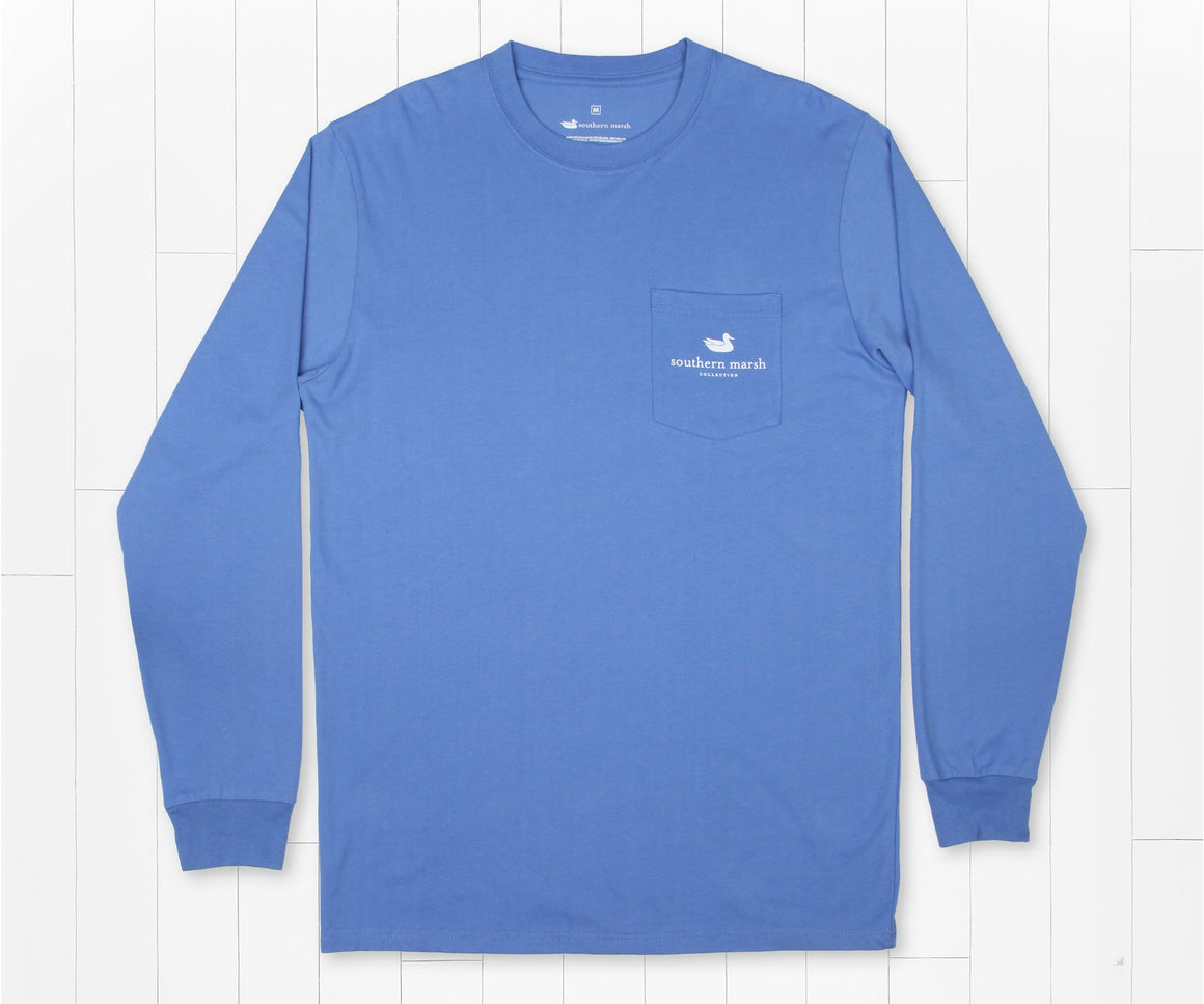Oxford Blue | Delta Fish Tee | Long Sleeve T-Shirt | Southern Outdoors Pocket Tee