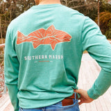 Washed Hunter Green | Delta Fish Tee | Long Sleeve T-Shirt | Southern Outdoors Shirt