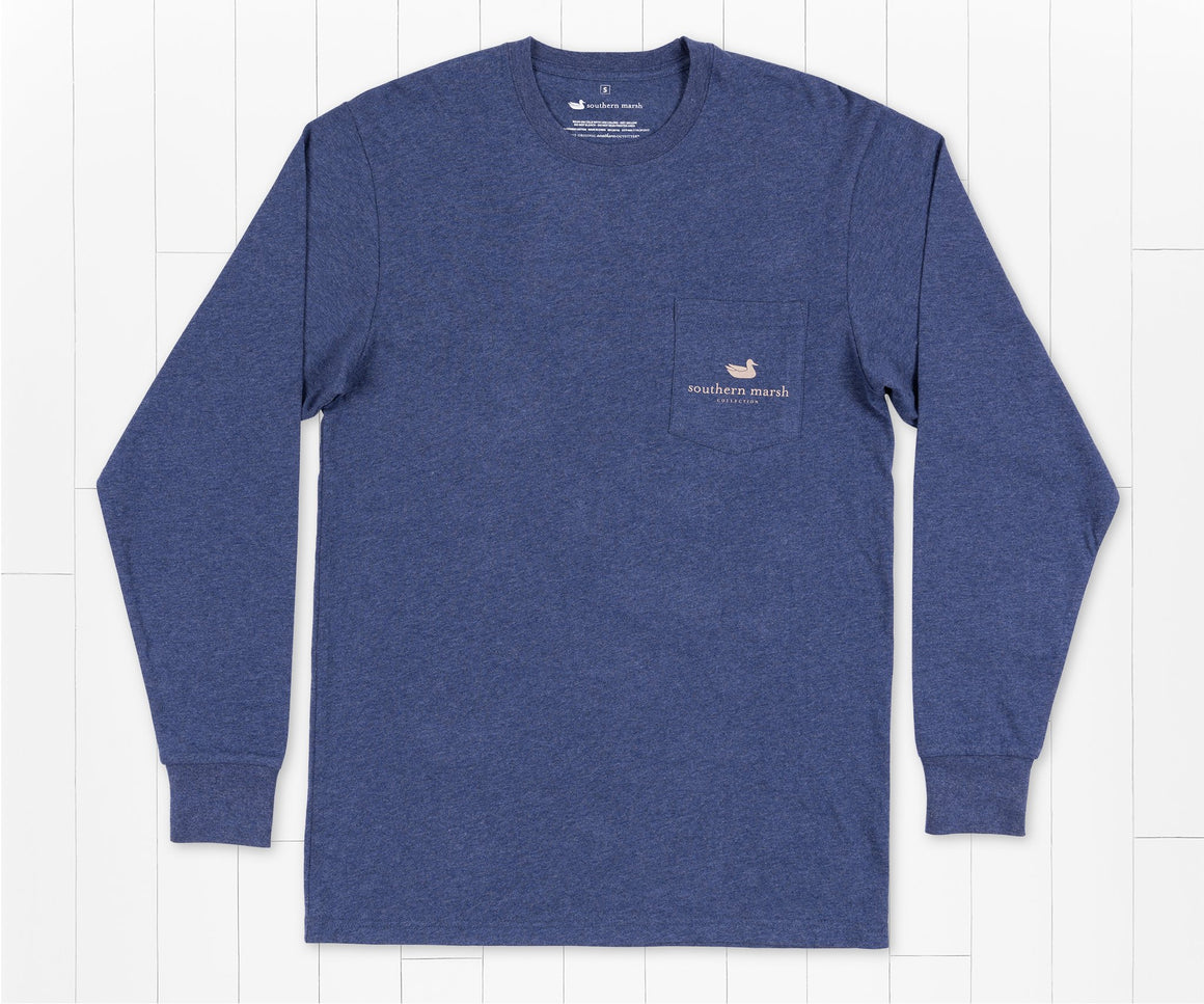 Washed Navy Heather | Origins Rack Tee | Long Sleeve | Front