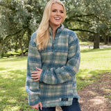 Tan and Slate | Andover Plaid Sherpa Pullover