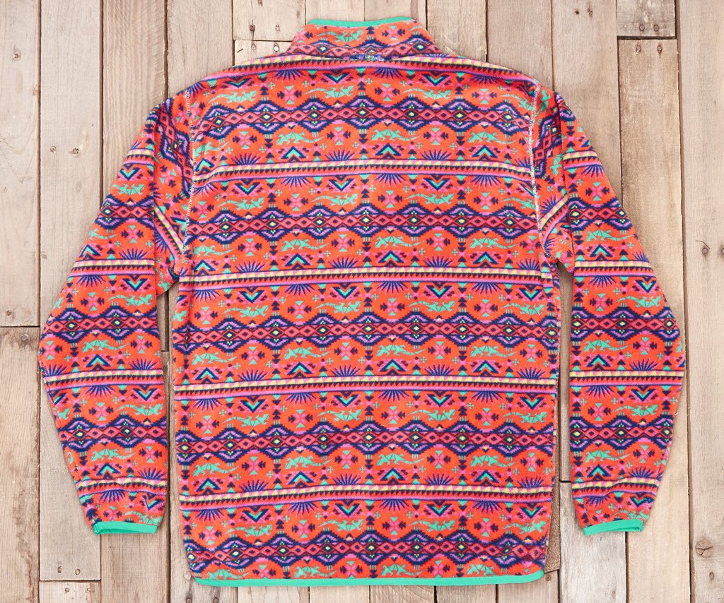 Coral and Teal Dorado | Dorado Fleece Pullover | Back