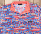 French Blue and Peach Dorado | Dorado Fleece Pullover | Detail