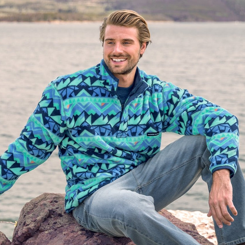 Navy and Mint | Fairbanks Pullover | Front