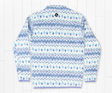 White  and Blue | Tangier Ikat Fleece Pullover | Back