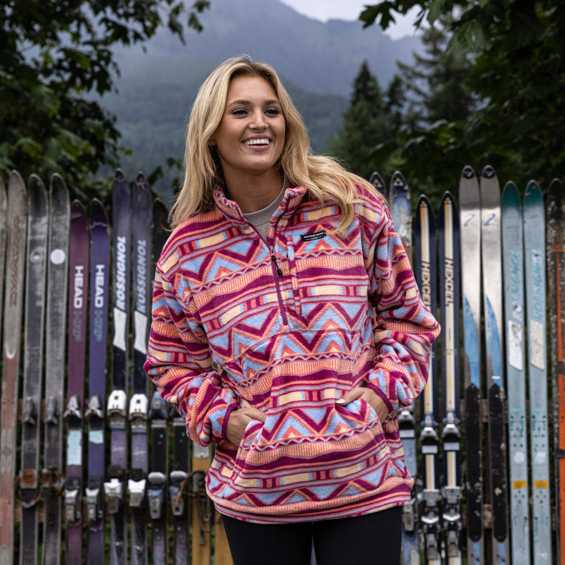 Wine and Peach | Santiago Fleece Pullover | Lifestyle