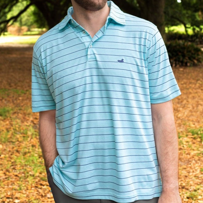 Teal and Slate | Berkeley Performance Polo | Striped