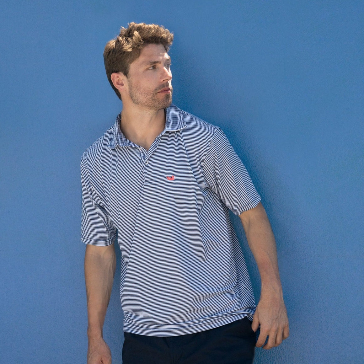 Navy and White | Bermuda Performance Polo - Sumter Stripe | LS