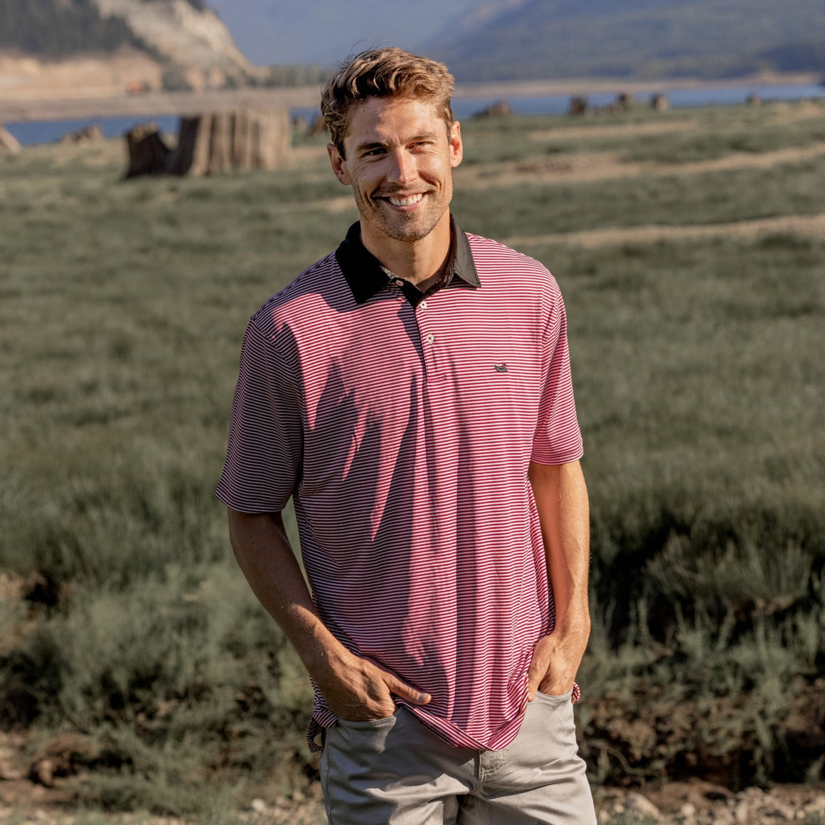 Maroon  and  White | Bermuda Performance Polo | Hawthorne | Lifestyle