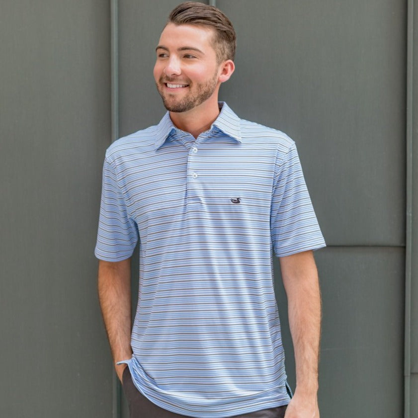 White and French Blue | Oakwood Performance Polo