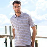 Midnight Gray and Lilac | Bermuda Performance Polo | Pensacola Stripe