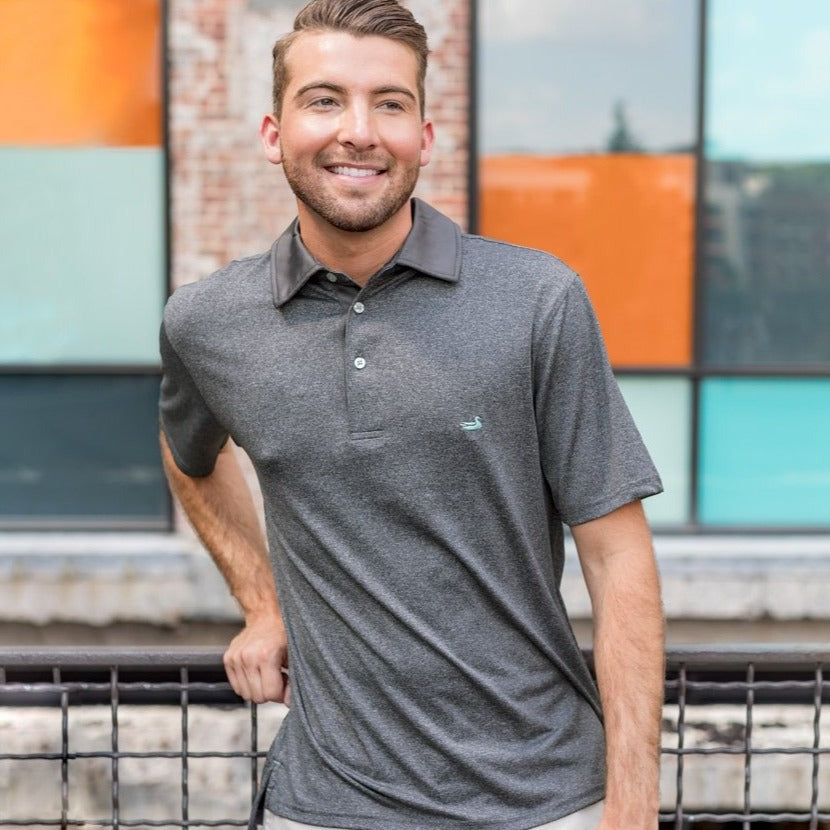 Midnight Gray | Rutledge Heather Performance Polo