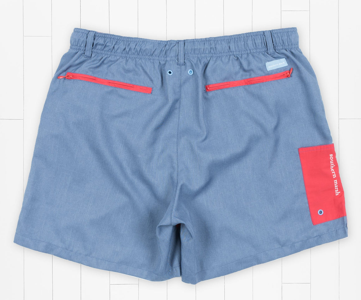 Navy and Red Brigade | Dockside Swim Trunk | Brigade Stripe | Swim Shorts