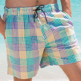 Purple Green and Gold Seersucker Gingham | LS