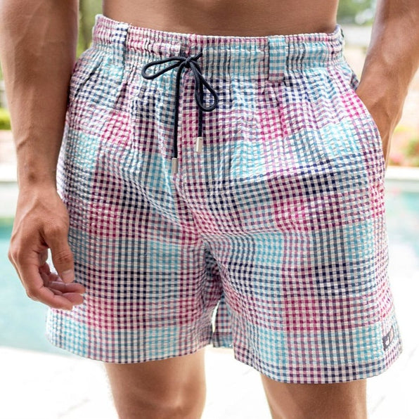 Navy and Teal Seersucker Gingham | LS