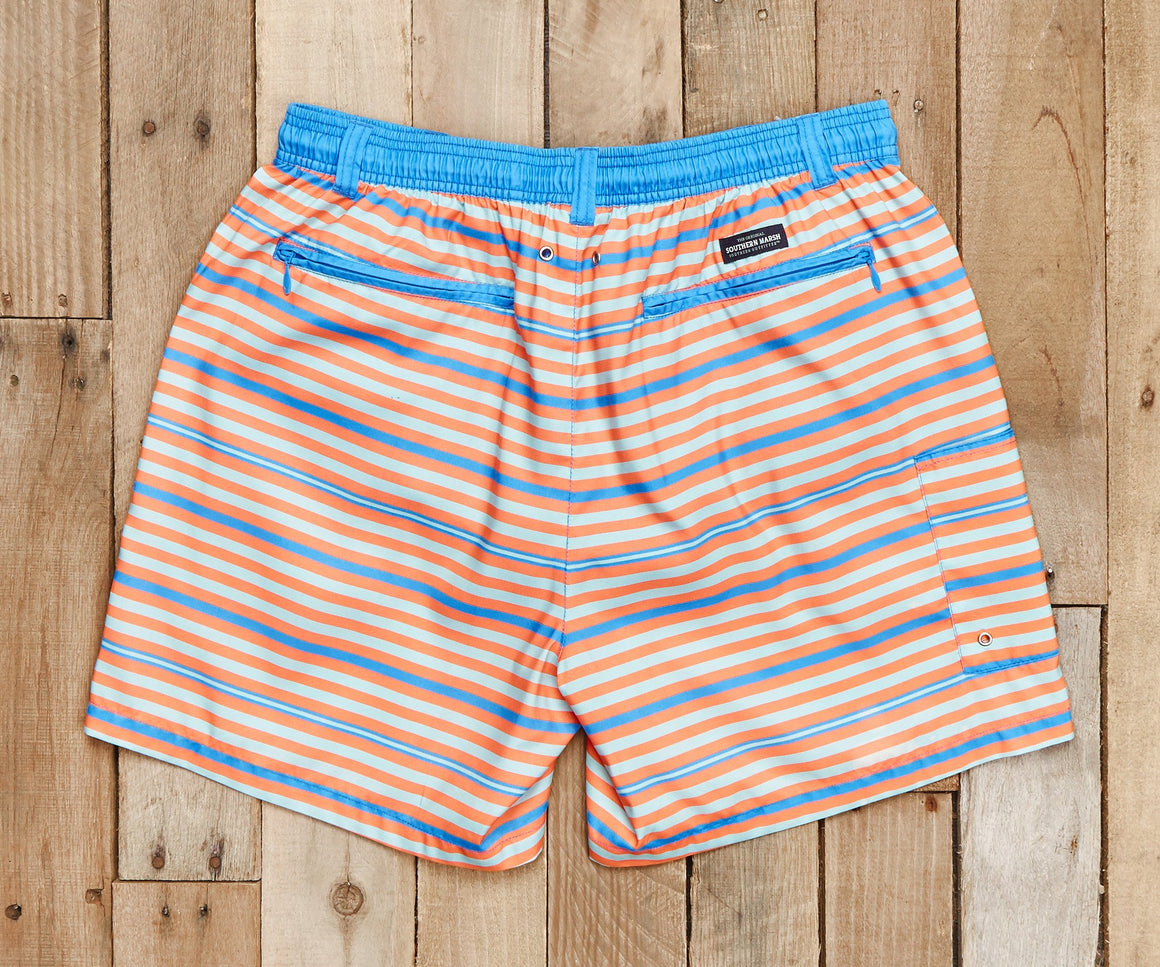 Blue and Orange Stripes | Dockside Swim Trunk | Stripes | Swim Shorts | USA swim