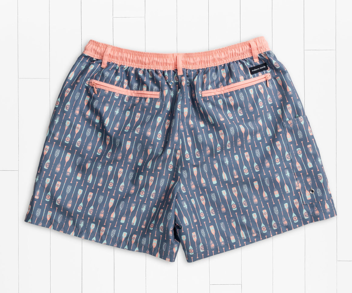 Slate   and  Peach | Dockside Swim Trunk | Paddles | Swim Shorts | Back