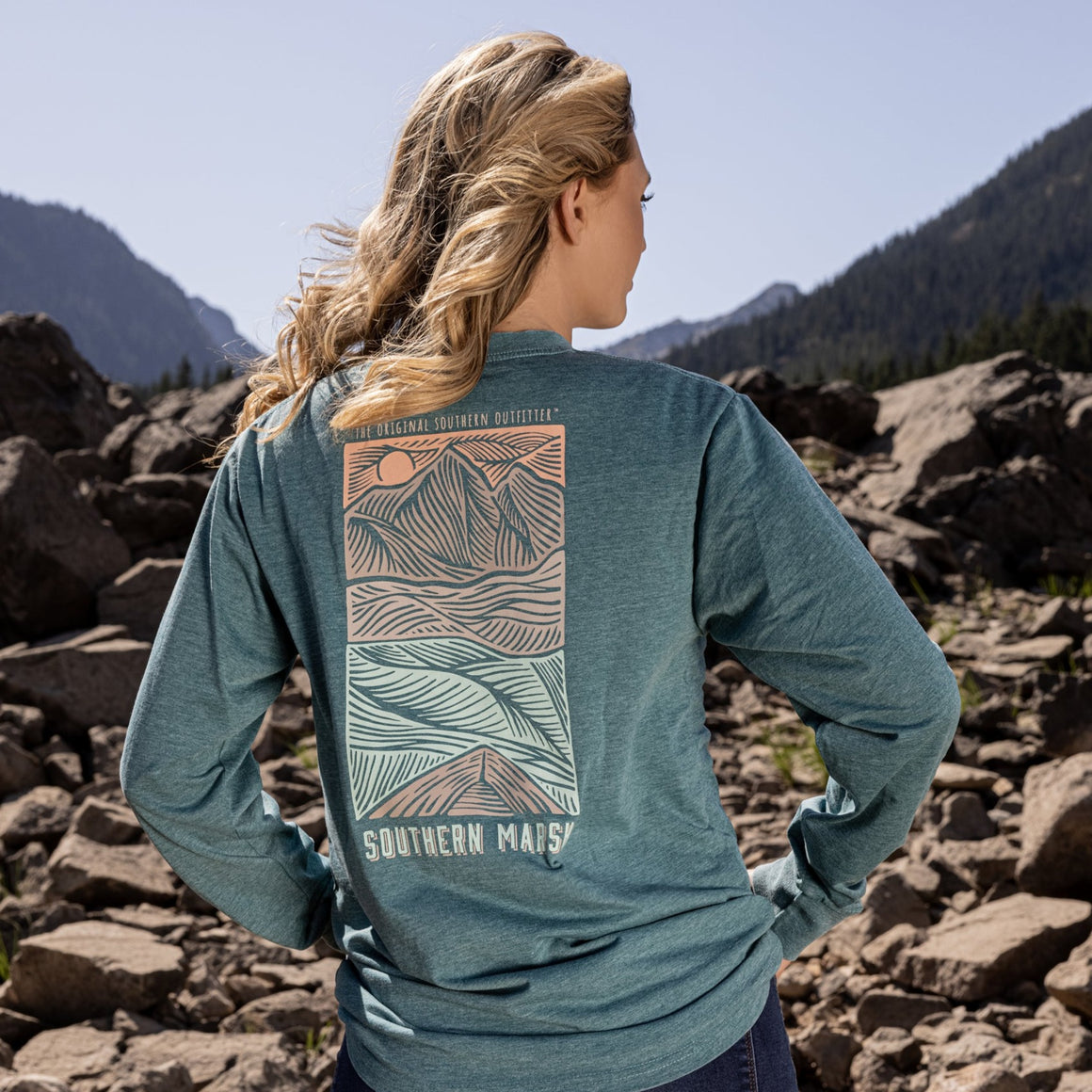 Dark Green | SEAWASH™ Tee | Woodcut Canoe | Long Sleeve | Lifestyle