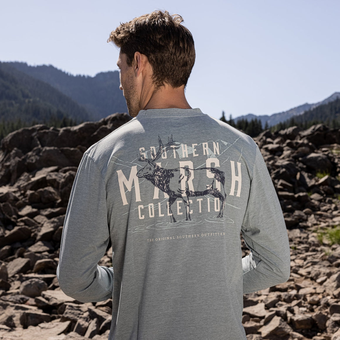 Burnt Sage | SEAWASH™ Tee | Etched Elk | Long Sleeve | Lifestyle