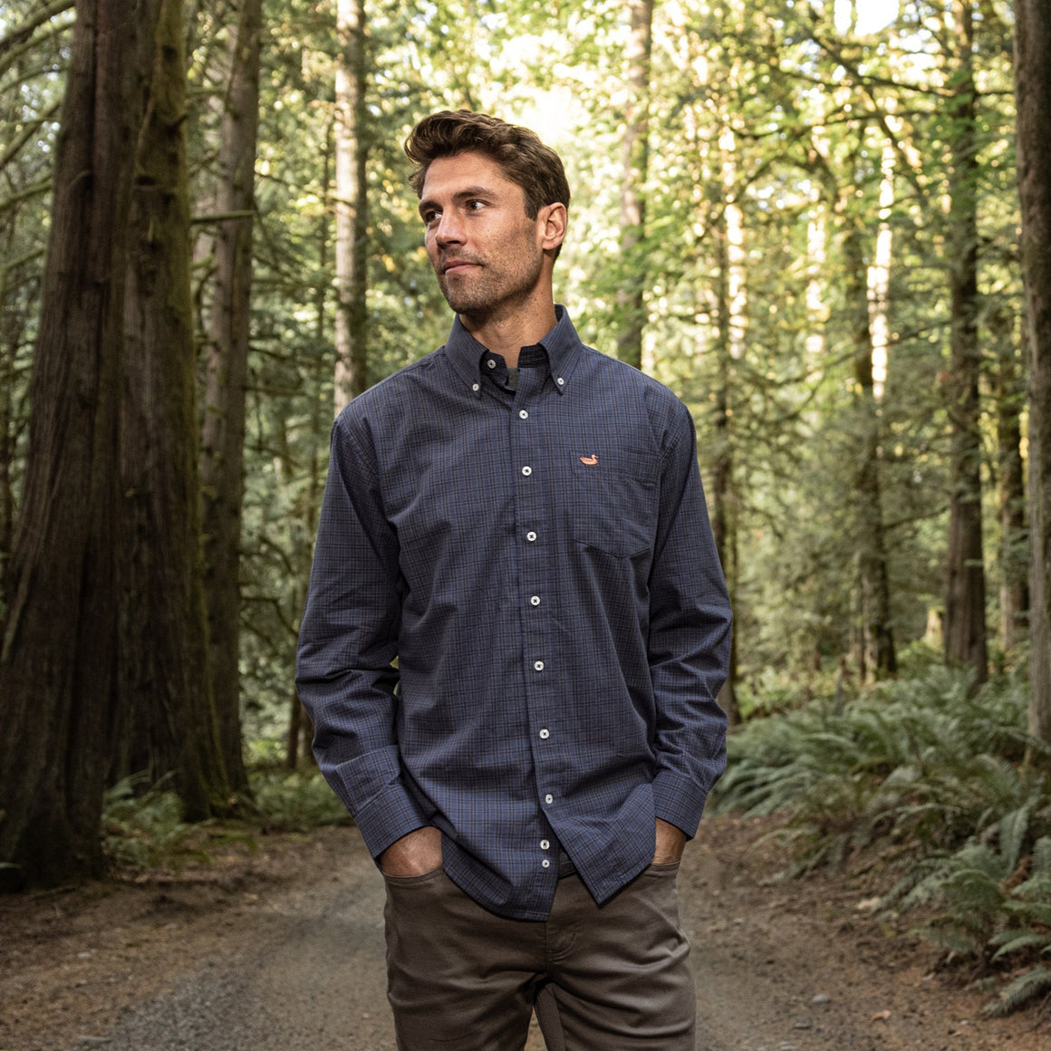Blue and Brown | Abilene Washed Gingham Dress Shirt | Lifestyle